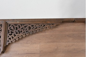 アジアンヴィンテージ　希少!!　インド建築装飾　大型(150cm)　唐草透かし彫りのアーチ形ブラケットパネル一対　(R-085203)