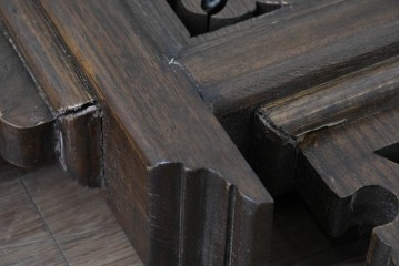 アジアンヴィンテージ　希少!!　インド建築装飾　大型(150cm)　唐草透かし彫りのアーチ形ブラケットパネル一対　(R-085203)