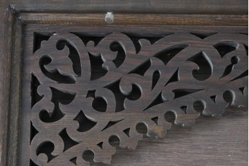 アジアンヴィンテージ　希少!!　インド建築装飾　大型(150cm)　唐草透かし彫りのアーチ形ブラケットパネル一対　(R-085203)