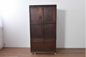 中古　伝統工芸　軽井沢彫り　力強い桜の木の彫刻が目を引くワードローブ　(R-085206)