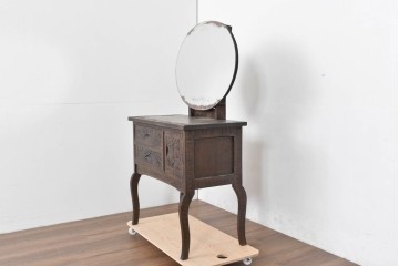 和製ヴィンテージ　希少モデル‼　伝統工芸　軽井沢彫り　細部まで丁寧に施された桜の彫刻が美しいドレッサー　(R-085208)