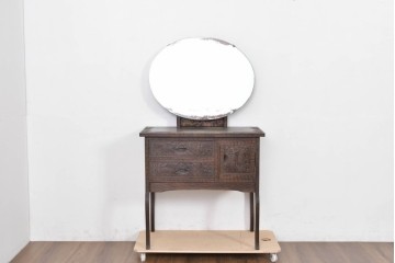 和製ヴィンテージ　希少モデル‼　伝統工芸　軽井沢彫り　細部まで丁寧に施された桜の彫刻が美しいドレッサー　(R-085208)