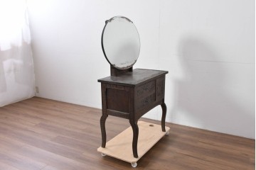 和製ヴィンテージ　希少モデル‼　伝統工芸　軽井沢彫り　細部まで丁寧に施された桜の彫刻が美しいドレッサー　(R-085208)