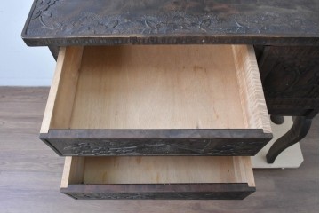 和製ヴィンテージ　希少モデル‼　伝統工芸　軽井沢彫り　細部まで丁寧に施された桜の彫刻が美しいドレッサー　(R-085208)