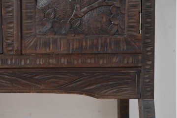 和製ヴィンテージ　希少モデル‼　伝統工芸　軽井沢彫り　細部まで丁寧に施された桜の彫刻が美しいドレッサー　(R-085208)