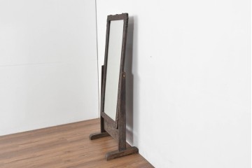 和製ヴィンテージ　伝統工芸　軽井沢彫り　咲き誇る桜の彫刻が美しいスタンドミラー　(R-085209)