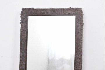 和製ヴィンテージ　伝統工芸　軽井沢彫り　咲き誇る桜の彫刻が美しいスタンドミラー　(R-085209)