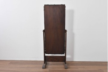 和製ヴィンテージ　伝統工芸　軽井沢彫り　咲き誇る桜の彫刻が美しいスタンドミラー　(R-085209)