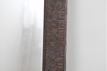 和製ヴィンテージ　伝統工芸　軽井沢彫り　咲き誇る桜の彫刻が美しいスタンドミラー　(R-085209)