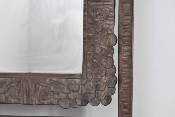 和製ヴィンテージ　伝統工芸　軽井沢彫り　咲き誇る桜の彫刻が美しいスタンドミラー　(R-085209)