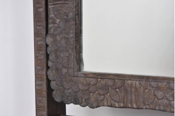 和製ヴィンテージ　伝統工芸　軽井沢彫り　咲き誇る桜の彫刻が美しいスタンドミラー　(R-085209)