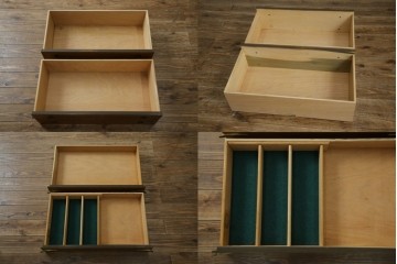 アメリカヴィンテージ　バセットファニチャー(Bassett Furniture)　金属製の引手がミッドセンチュリーの雰囲気を引き立てる木製サイドボード　(R-085213)