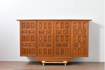 中古　ヨーロッパ高級輸入家具　上手物　チーク材　ワインラックに活躍!クラシカルな佇まいのサーバー　(R-085217)