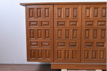 中古　ヨーロッパ高級輸入家具　上手物　チーク材　ワインラックに活躍!クラシカルな佇まいのサーバー　(R-085217)