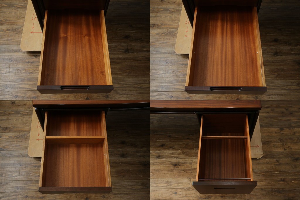 デンマークヴィンテージ　Dyrlund(デューロン)　ローズウッド材　深みのある色調で上質な佇まいの両袖机　定価約140万円　(R-085218)