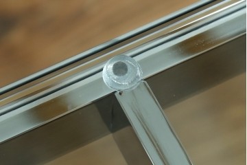 アメリカヴィンテージ　希少モデル　ノール(Knoll)　トビア・スカルパ(Tobia Scarpa)デザイン　構造美が映えるアンドレ(Andre)スクエアガラステーブル　(R-085220)