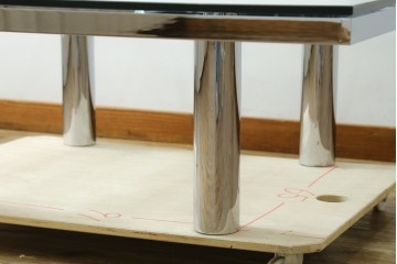 アメリカヴィンテージ　希少モデル　ノール(Knoll)　トビア・スカルパ(Tobia Scarpa)デザイン　構造美が映えるアンドレ(Andre)スクエアガラステーブル　(R-085220)