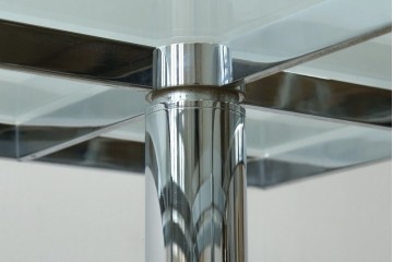 アメリカヴィンテージ　希少モデル　ノール(Knoll)　トビア・スカルパ(Tobia Scarpa)デザイン　構造美が映えるアンドレ(Andre)スクエアガラステーブル　(R-085220)