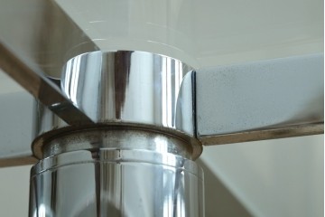 アメリカヴィンテージ　希少モデル　ノール(Knoll)　トビア・スカルパ(Tobia Scarpa)デザイン　構造美が映えるアンドレ(Andre)スクエアガラステーブル　(R-085220)