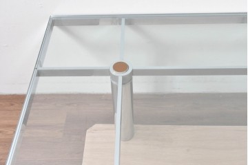 アメリカヴィンテージ　希少モデル　ノール(Knoll)　トビア・スカルパ(Tobia Scarpa)デザイン　構造美が映えるアンドレ(Andre)スクエアガラステーブル　(R-085220)