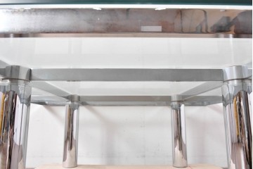 アメリカヴィンテージ　希少モデル　ノール(Knoll)　トビア・スカルパ(Tobia Scarpa)デザイン　構造美が映えるアンドレ(Andre)スクエアガラステーブル　(R-085220)