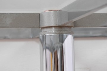 アメリカヴィンテージ　希少モデル　ノール(Knoll)　トビア・スカルパ(Tobia Scarpa)デザイン　構造美が映えるアンドレ(Andre)スクエアガラステーブル　(R-085220)