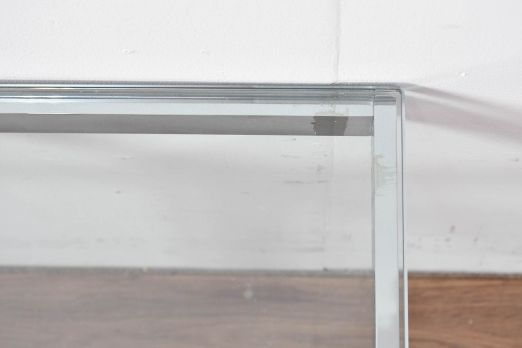 アメリカヴィンテージ　希少モデル　ノール(Knoll)　トビア・スカルパ(Tobia Scarpa)デザイン　構造美が映えるアンドレ(Andre)スクエアガラステーブル　(R-085220)