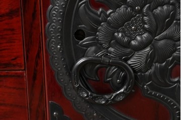 中古　美品　仙台民芸箪笥　力強い杢目と立派な金具が目を引く仙台小箪笥　(R-085224)