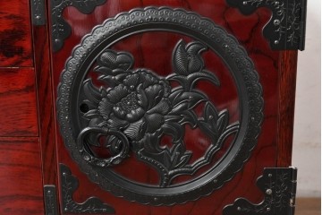 中古　美品　仙台民芸箪笥　力強い杢目と立派な金具が目を引く仙台小箪笥　(R-085224)