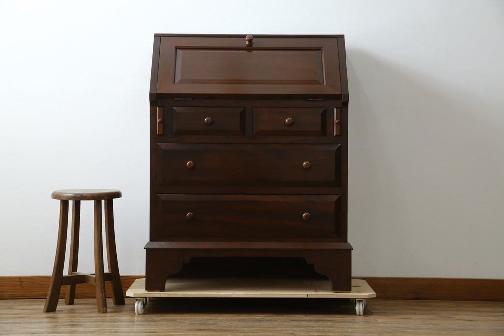 中古　超美品　松本民芸家具　#33A型　コンパクトなライティングビューロー　定価約40万円　(R-085225)