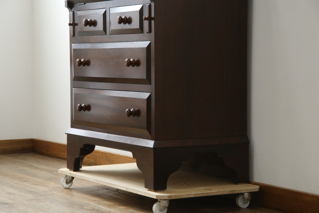 中古　超美品　松本民芸家具　#33A型　コンパクトなライティングビューロー　定価約40万円　(R-085225)