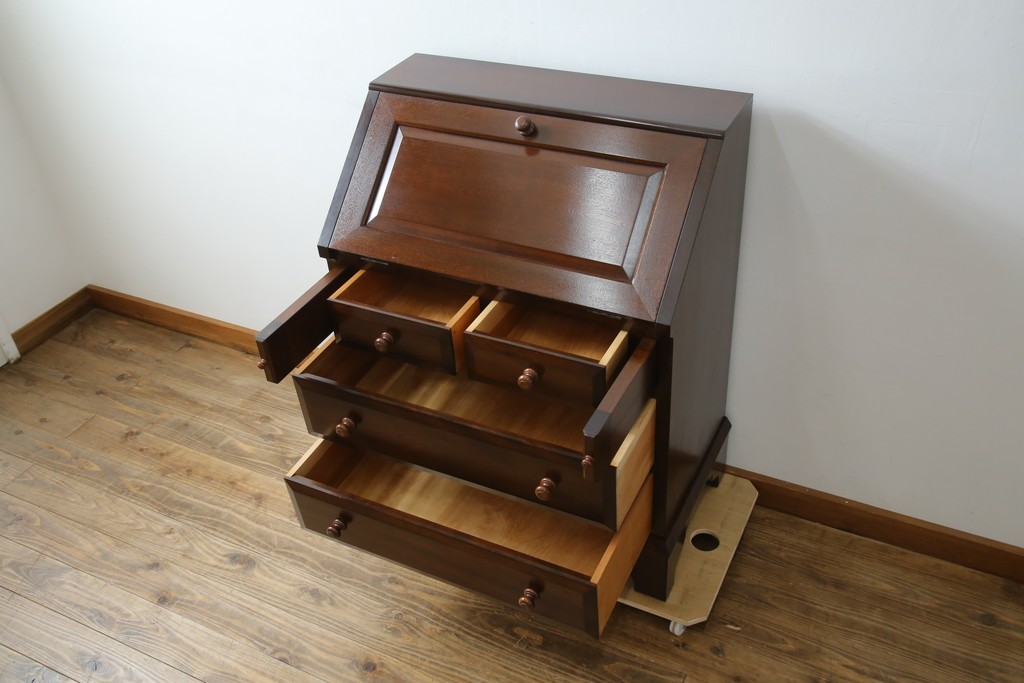 中古　超美品　松本民芸家具　#33A型　コンパクトなライティングビューロー　定価約40万円　(R-085225)