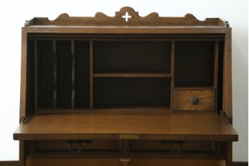 中古　美品!!　永田良介商店　前面の幾何学模様が特徴的なライティングビューロー　定価約54万円　(R-085226)