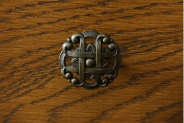 中古　美品!!　永田良介商店　前面の幾何学模様が特徴的なライティングビューロー　定価約54万円　(R-085226)