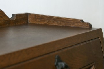 中古　美品!!　永田良介商店　前面の幾何学模様が特徴的なライティングビューロー　定価約54万円　(R-085226)