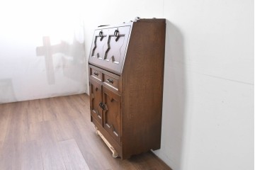 中古　美品!!　永田良介商店製　クラシカルな雰囲気を醸しだすライティングビューロー　定価約54万円相当　(R-085226)