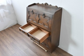 中古　美品!!　永田良介商店製　クラシカルな雰囲気を醸しだすライティングビューロー　定価約54万円相当　(R-085226)