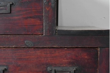 和製アンティーク　デザインとバランスが良いね! 端正な造りと角手金具が魅力の三分割階段箪笥　(R-085227)