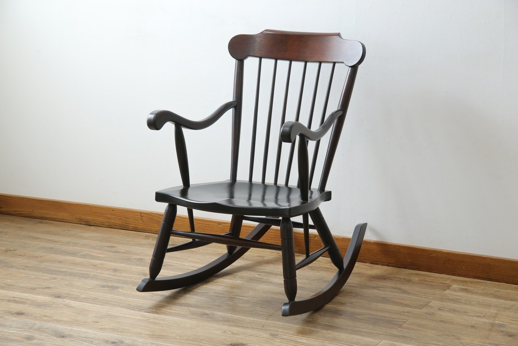 和製ヴィンテージ　希少モデル!!　松本民芸家具　51B型　美しい曲線が魅力のロッキングチェア　定価約18万1千円相当　(R-085228)