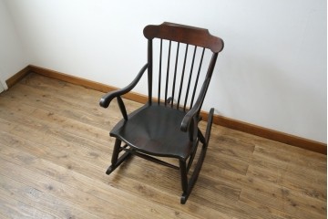 和製ヴィンテージ　希少モデル!!　松本民芸家具　51B型　美しい曲線が魅力のロッキングチェア　定価約18万1千円相当　(R-085228)