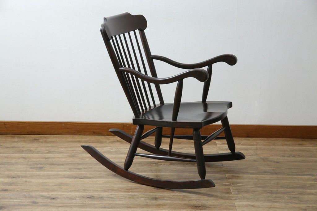 和製ヴィンテージ　希少モデル!!　松本民芸家具　51B型　美しい曲線が魅力のロッキングチェア　定価約18万1千円相当　(R-085228)