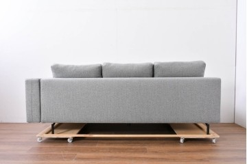 中古　美品　2024年10月購入　エスティック フォルマックス(formax)　サンフェレ(SANFELE)　SFE-35N-BK　便利なトレー付きの3P片肘ソファ(左)とオットマンのセット　定価(セット合計)約51万円　(R-085229)