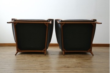 中古　美品　モリシゲ(MORISHIGE)　レジェ　手触りのよい張り地と優美な木製フレームが高級感を醸し出す一人掛けソファ2脚セット　定価(2脚合計)約32万円　(R-085231)