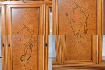 中古　美品　CLイタリア(CLItalia)社　繊細な装飾と優雅な象嵌が美しいキャビネット　定価推定約250万円以上　(R-085242)