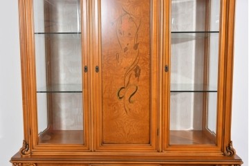 中古　美品　CLイタリア(CLItalia)社　繊細な装飾と優雅な象嵌が美しいキャビネット　定価推定約250万円以上　(R-085242)