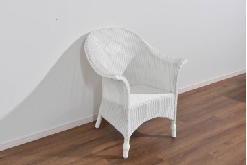 中古　美品　アンティーク家具ショップHandleオリジナル　Lusty's Japan LTD.　LLOYD LOOM(ロイドルーム)　Dessert(デザート)　背もたれの編み模様がアクセントのアームチェア　定価約13万3千円相当　(R-085249)