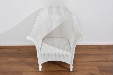 中古　美品　アンティーク家具ショップHandleオリジナル　Lusty's Japan LTD.　LLOYD LOOM(ロイドルーム)　Dessert(デザート)　背もたれの編み模様がアクセントのアームチェア　定価約13万3千円相当　(R-085249)