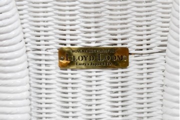 中古　美品　アンティーク家具ショップHandleオリジナル　Lusty's Japan LTD.　LLOYD LOOM(ロイドルーム)　Dessert(デザート)　背もたれの編み模様がアクセントのアームチェア　定価約13万3千円相当　(R-085249)