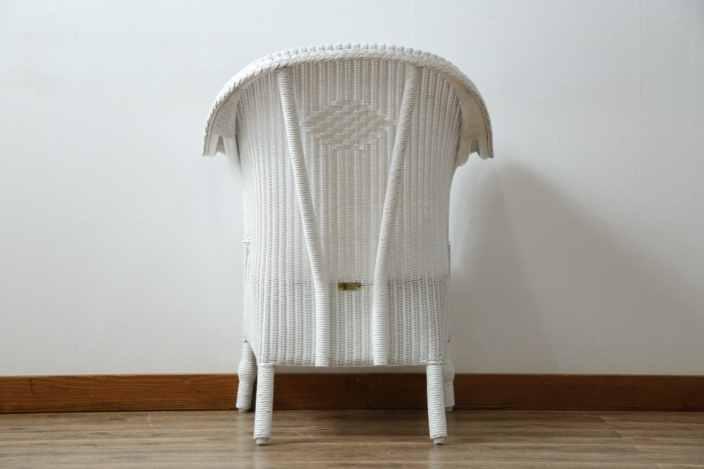 中古　美品　アンティーク家具ショップHandleオリジナル　Lusty's Japan LTD.　LLOYD LOOM(ロイドルーム)　Dessert(デザート)　背もたれの編み模様がアクセントのアームチェア　定価約13万3千円　(R-085249)