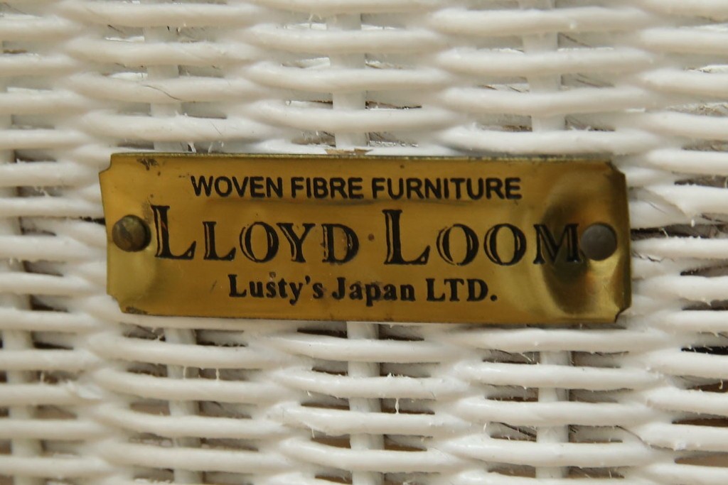 中古　美品　アンティーク家具ショップHandleオリジナル　Lusty's Japan LTD.　LLOYD LOOM(ロイドルーム)　Dinner(ディナー)　優しい白色の編み込みが魅力のアームチェア　定価約13万円　(R-085250)